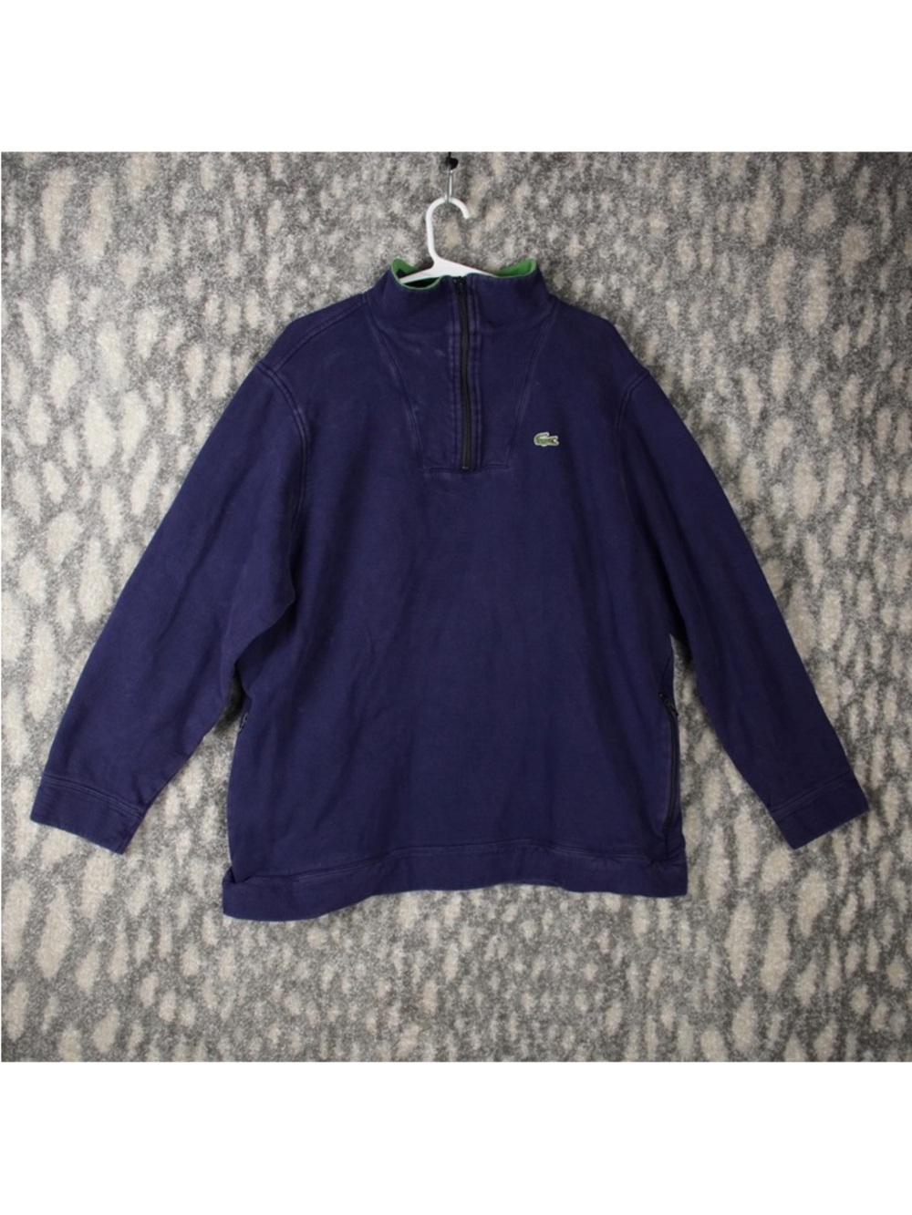 Lacoste Sport Mens Sweater Size 8 Blue 1/4 Zip Knit Preppy Pullover - Picture 2 of 13